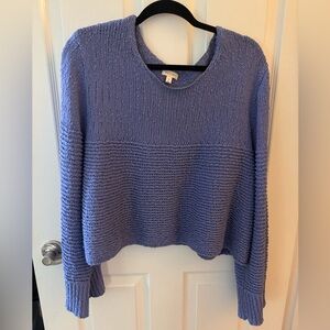 Anthropologie Pilcro Women's Blue Cropped, Wide Neck Sweater